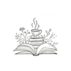 Free book club clipart of books with coffee